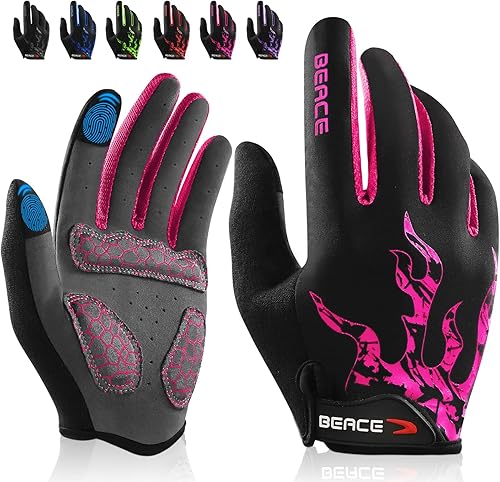 BEACE Guantes de ciclismo, guantes de bicicleta, guantes de ciclismo para hombres y mujeres con pantalla táctil, guantes de bicicleta de montaña,