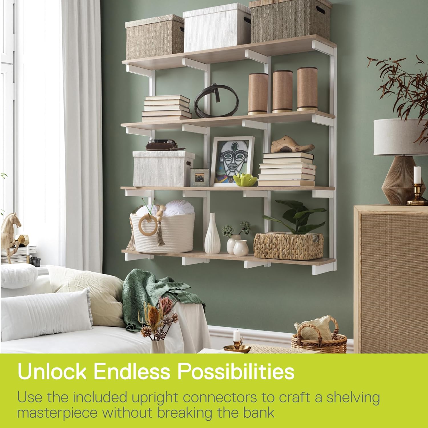 Delta Minimalistic Floating Shelf Brackets Cycle, Set of 4 Fully Adjustable 8-inch Heavy Duty Shelf Brackets, Holds Up to 320 lbs, Modern Shelf Bracket for Wood Shelves