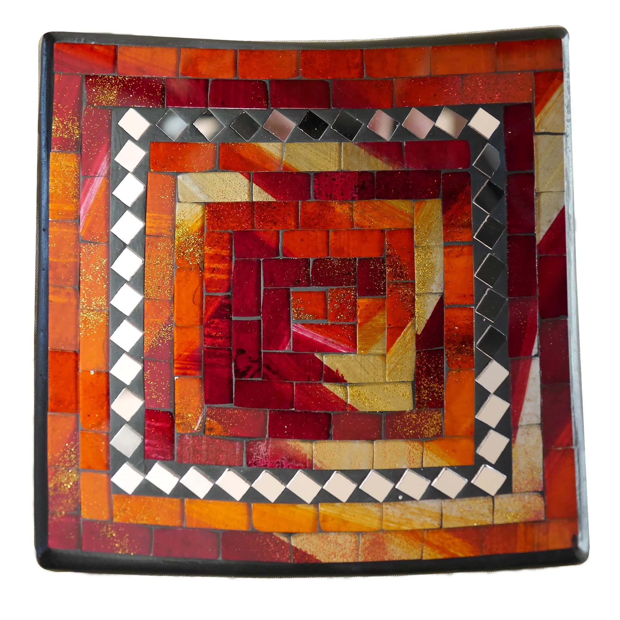 ART-CRAFT Dekoschale Mosaikschale orange mit Spiegel Tonscha