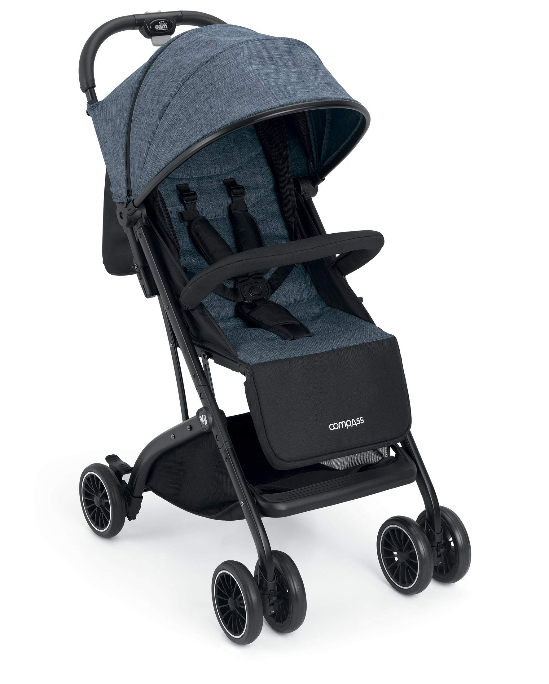 CAM Sportwagen & Buggy COMPASS Sitzbuggy leicht kompakt klappbar | Reisebuggy hochwertige Materialien - made in Italy (Dunkelblau)