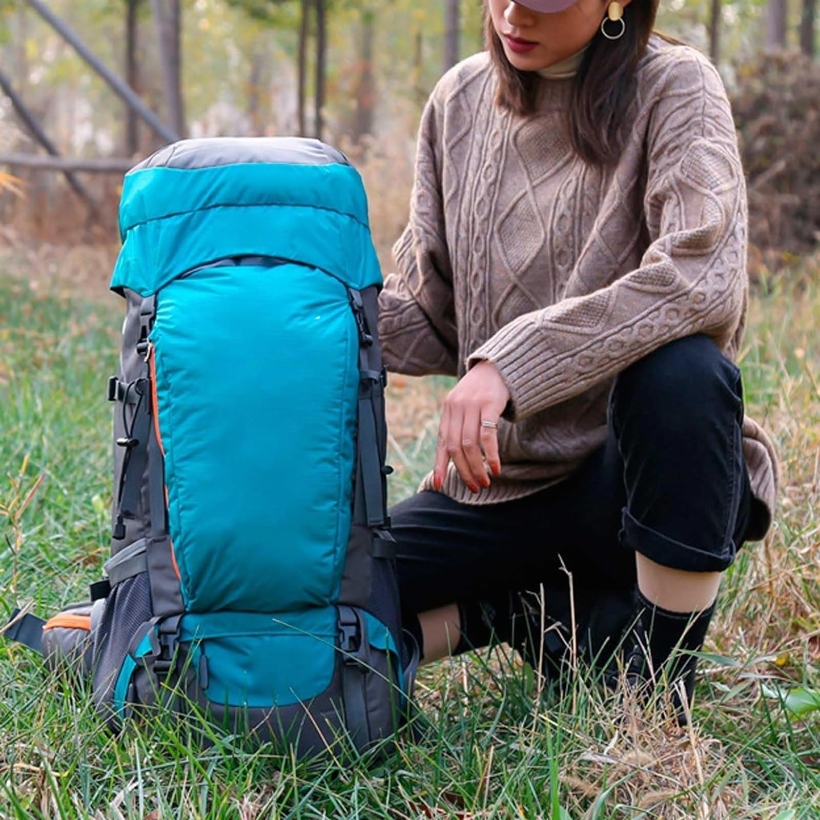 Plecak Turystyczny Kemping 65L Sport Na Świeżym Powietrzu, Trekking, Podróże Kempingowe, Torba Alpinistyczna, Plecaki Podróżne Do Wspinaczki Wielofunkcyjny(C)