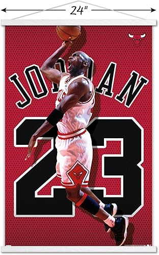 Miniatura 3 de Trends International Michael Jordan - Póster de pared de jersey, 22.375 x 34 pulgadas, paquete de impresión y colgador blanco