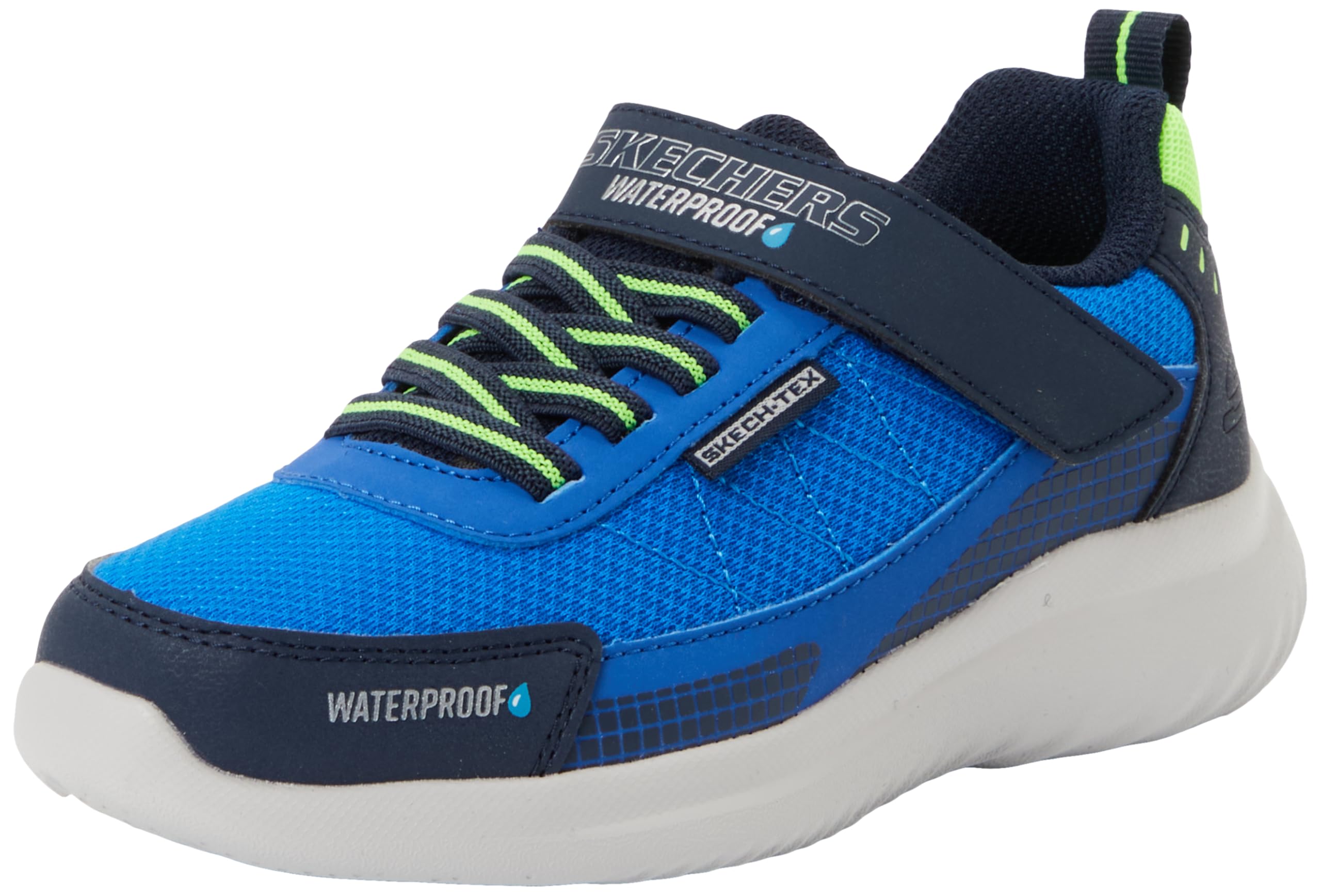 Skechers Boy's Bounder 2.0 Aqua Pace Sneakers, Navy & Blue Synthetic/Textile/Lime Trim, 3 UK Child
