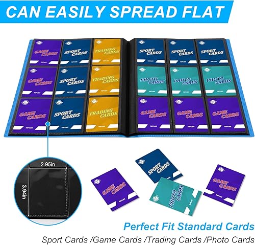 Miniatura 3 de Carpeta de tarjetas intercambiables, carpeta de álbum, para MTG, béisbol, fútbol, tarjetas deportivas, fácil de usar (azul cielo, 360 bolsillos)