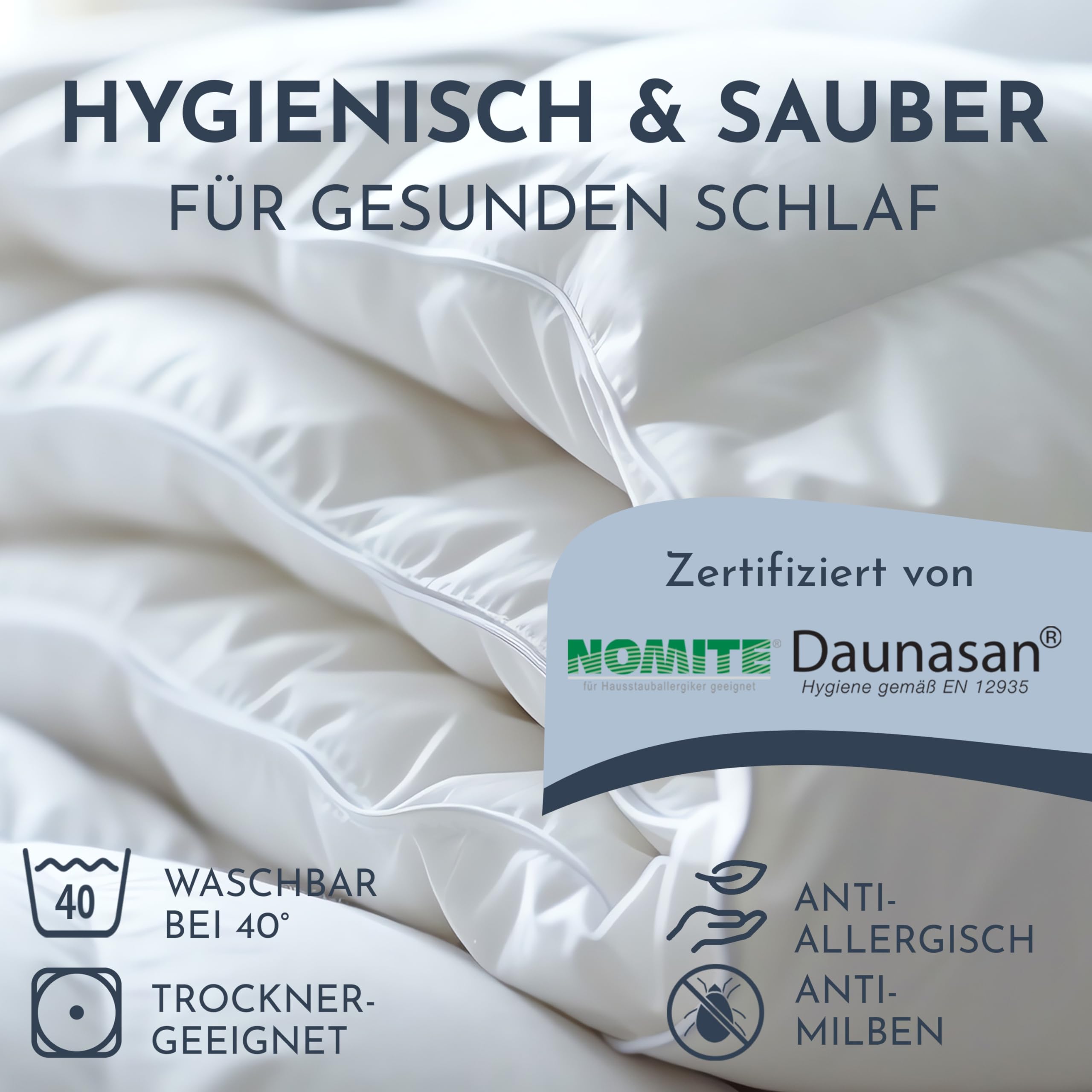 Daunendecke 155x220 cm Made in Germany - Bettdecke Wärmegrad: Extra Warm - ultraweiche Winter Bettdecke mit 1.600g Füllgewicht - Ökotex, Nomite & Downpass - Daunendecke 155x220 Winter OHNE Lebendrupf