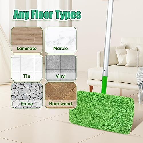 Miniatura 7 de HOMJOY Almohadillas reutilizables para mopa Swiffer (6 paquetes), paño lavable para trapeador adecuado para todo tipo de suelos, almohadillas de