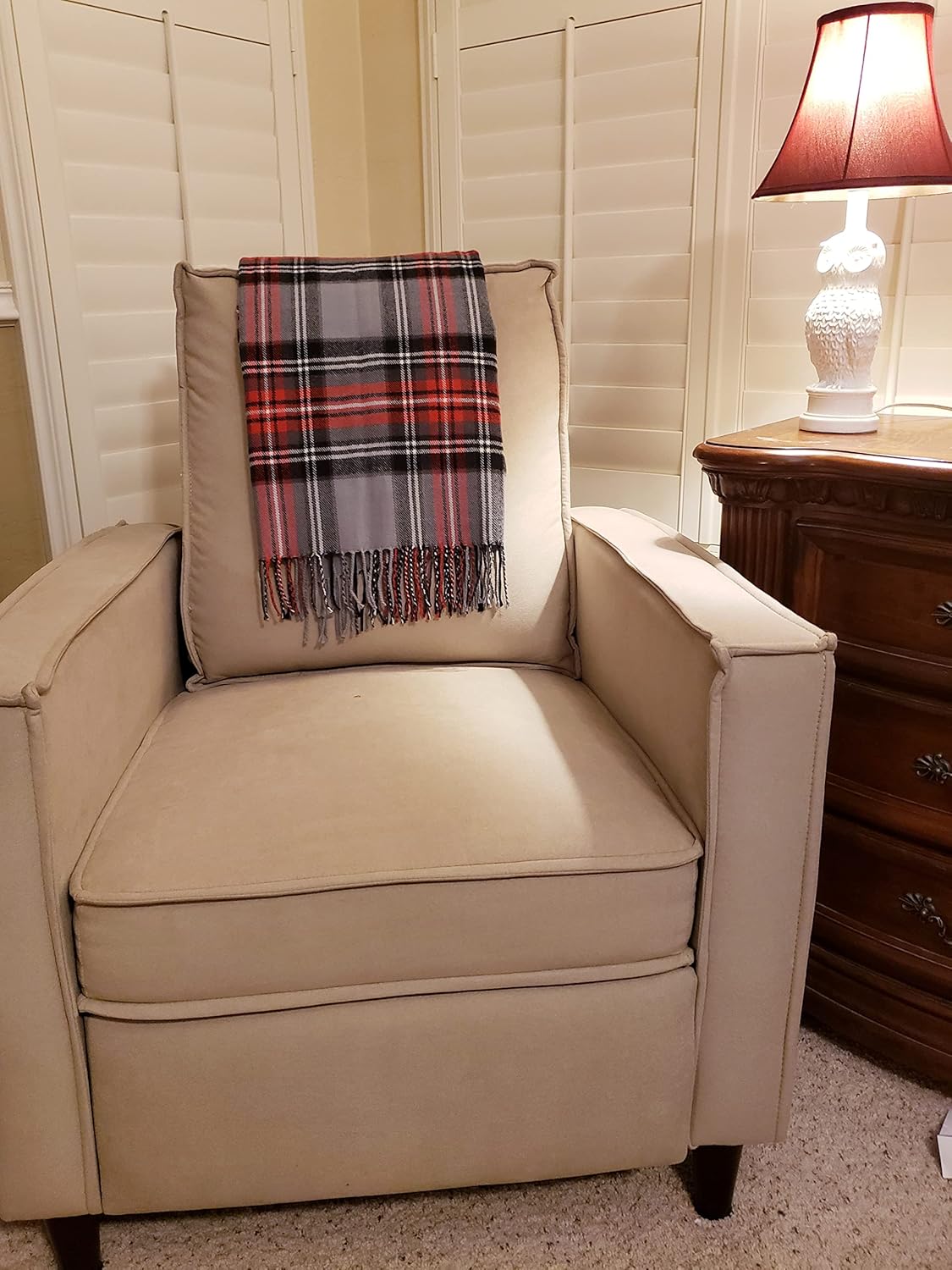 CHEF L HOME & KITCHEN Lightwight Throw Gray/RED Plaid with Tassels/Fringe- 60" x 50" - Image 5