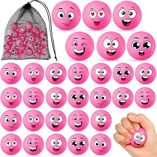 Miniatura 1 de Shappy 48 mini pelotas de voleibol antiestrés de 1.57 pulgadas, para apretar, deportes, estrés, pelota de voleibol a granel con bolsa de malla negra