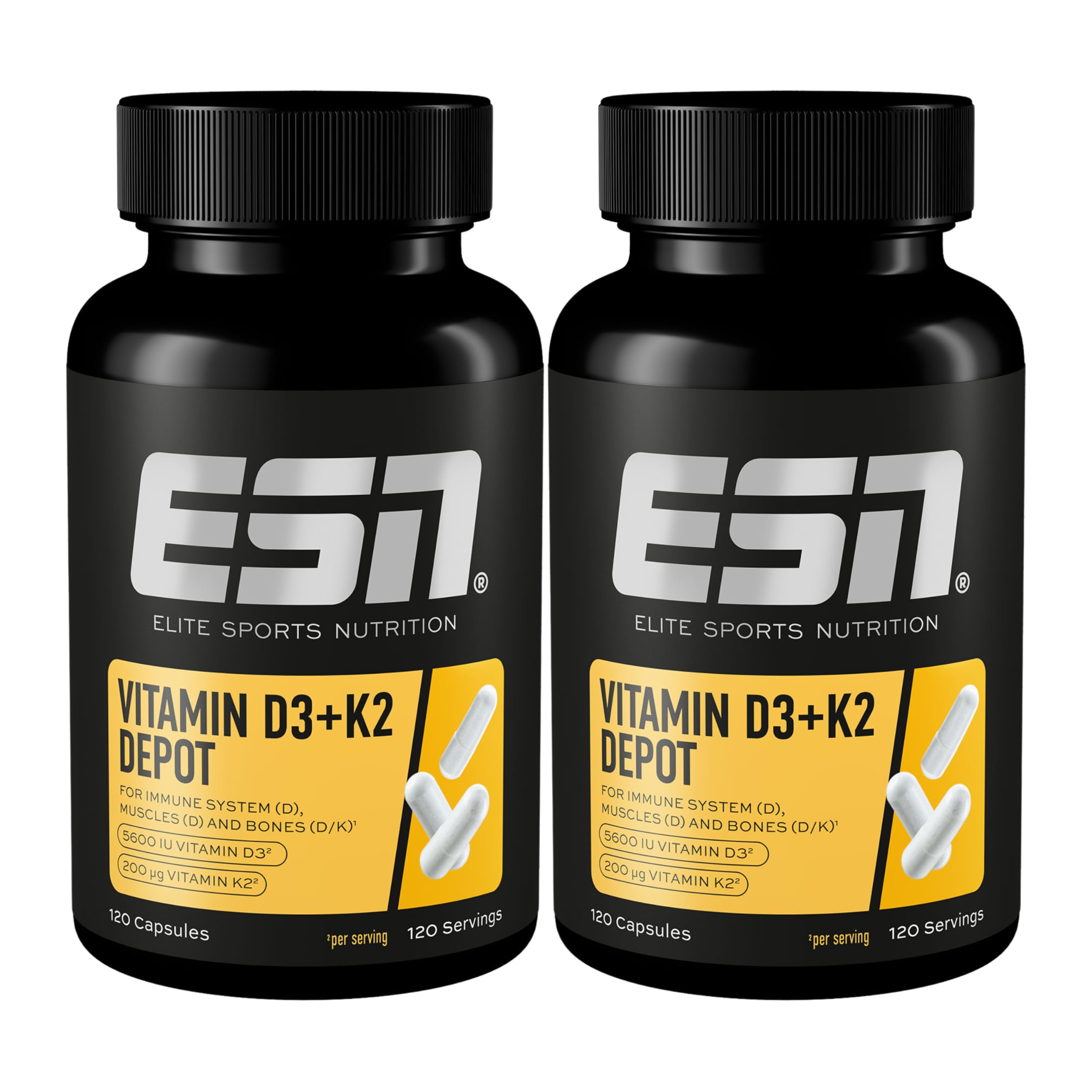 ESN Vitamin D3 + K2 Depot, 2 x 120 Kapseln