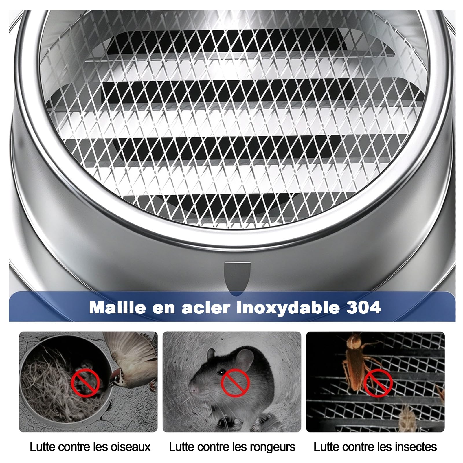 Grille D'aération Acier Inoxydable, Ronde Grille Ventilation Hotte