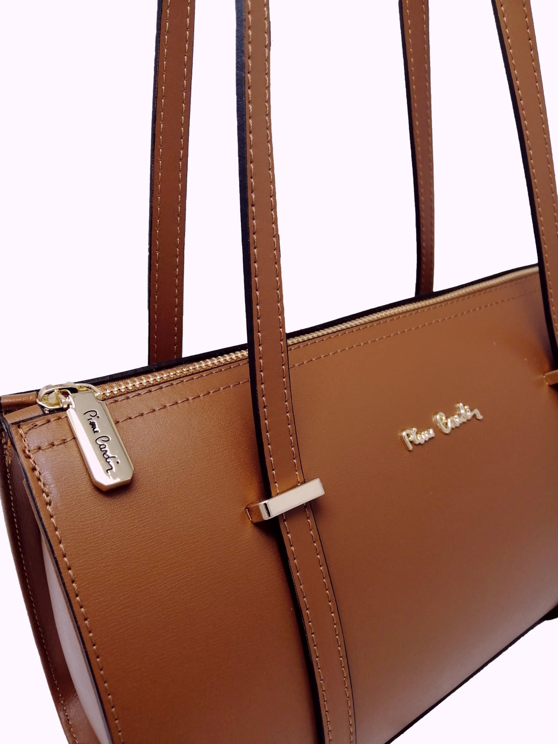 Pierre Cardin Bolso de mujer, piel auténtica, grande, Shopper, fabricado en Italia, de hombro, multifunción, elegante, bolso de mujer, bolso de hombro, multifunción, bolsos de mujer, de hombro