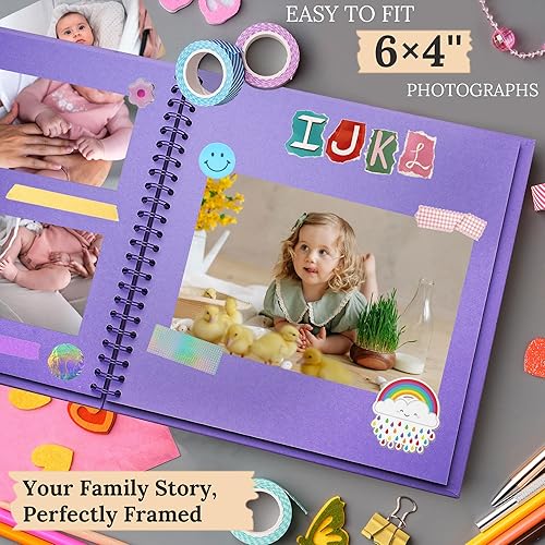 Vista 178 de Álbum de recortes de 8 x 8 pulgadas, álbum de recortes de papel kraft de tapa dura, álbumes de fotos, 40 páginas, perfecto para fotos de 4 x 6 / 5 x