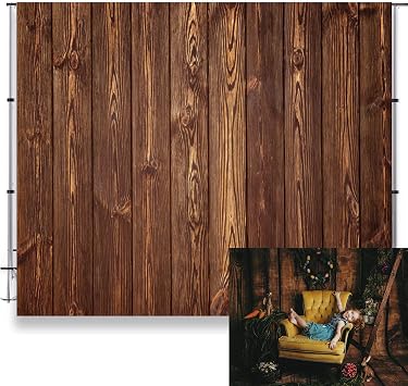 Wood Backdrops for Photography 10x8ft Brown Rustic Old Wooden Board for Birthday Party Wedding Baby Shower Photo Background Dark Brown Wood Plank Wall Backdrop Gender Reveal Decorations Studio Props