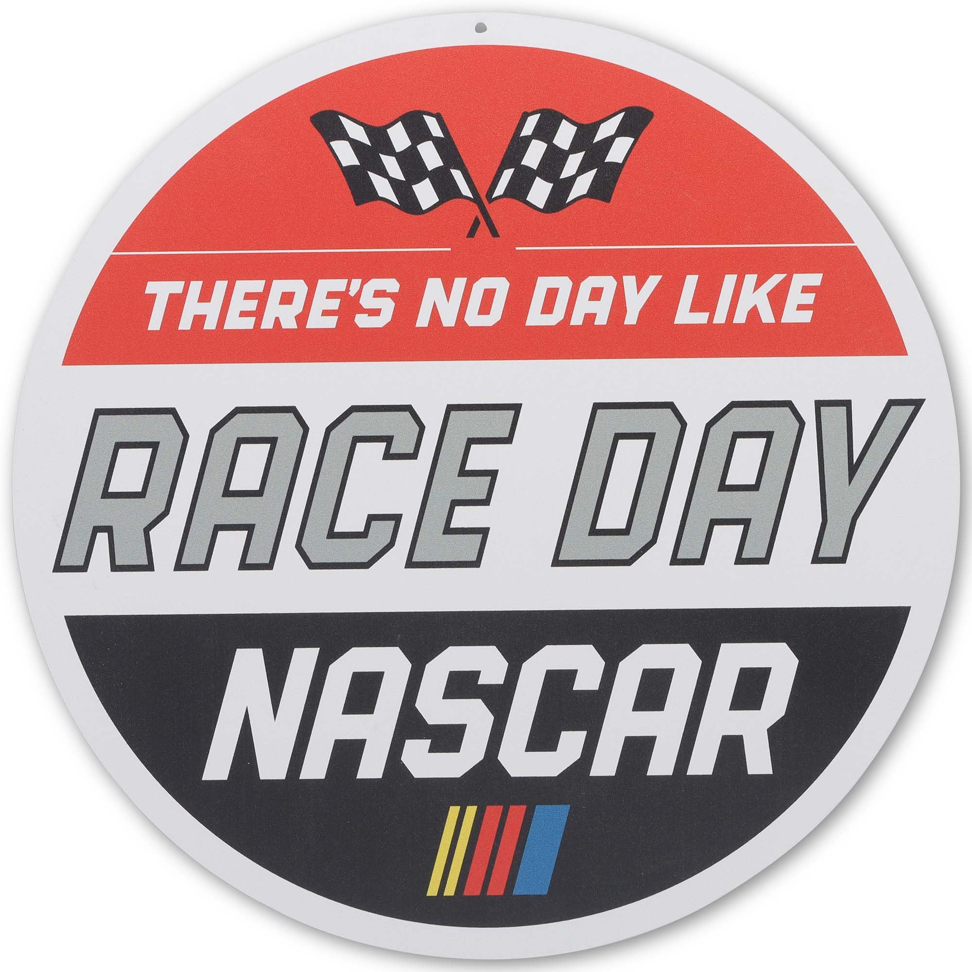 Open Road Brands Red Nascar There's No Day Like Race Day Round Metal Sign - Fun Nascar Wall Decor For Man Cave Or Garage
