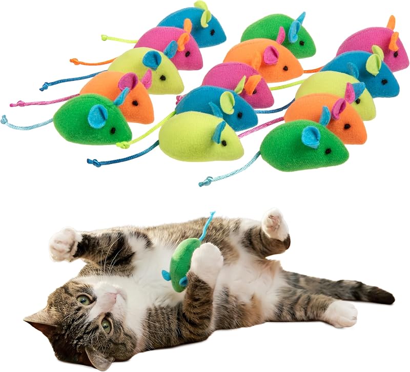 SmartyKat Skitter Critters - Juguete de peluche para ratones con hierba gatera, paquete económico con hierba gatera pura y potente, estimulante para gatos y gatitos, paquete de 15
