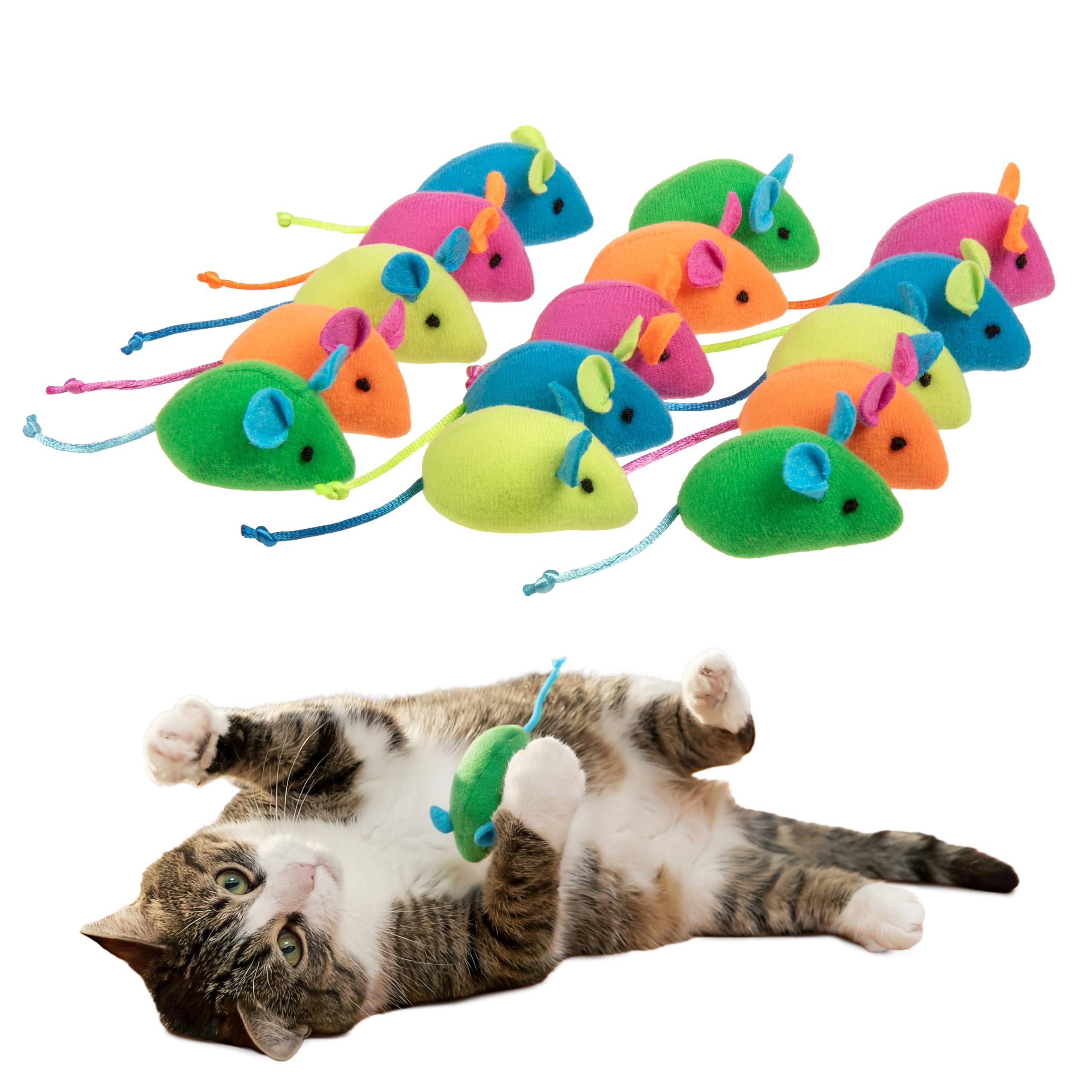 SmartyKat Skitter Critters Catnip Mice Plush Cat Toy Value Pack with Pure & Potent Catnip, Stimulating for Cats & Kittens, 15-Pack