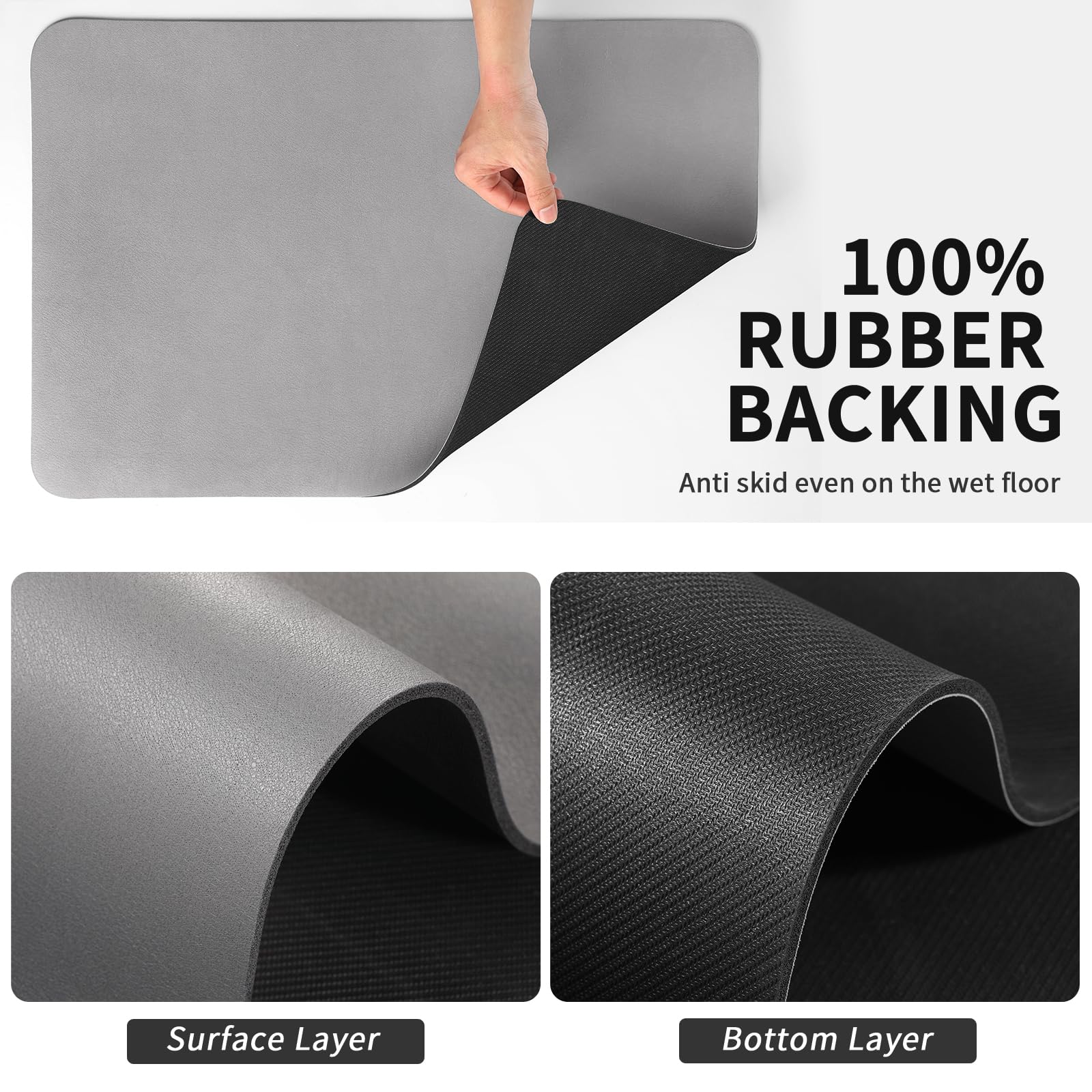 HotLive Alfombrilla para cafetera, encimera de cocina, bar, secar platos, accesorio ideal para debajo de máquinas de expreso, absorbente, oculta las manchas, con base de goma