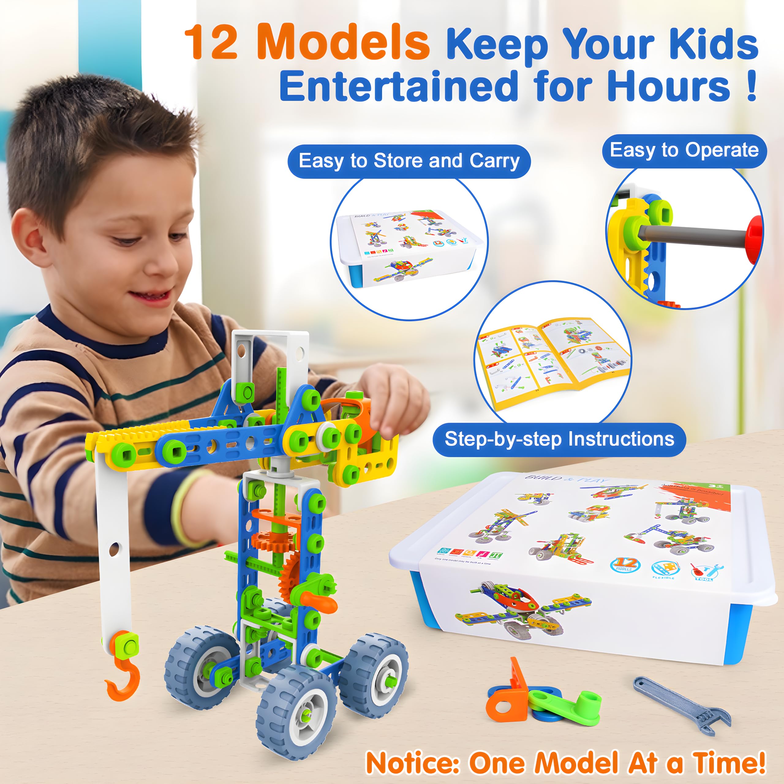 MOONTOY STEM zabawki budowlane STEM Zestaw edukacyjny dla dzieci 4 5 6 7 8, 12 w 1 zabawka konstrukcyjna prezent dla dzieci, edukacyjna zabawka edukacyjna od 4-8 lat zestaw do budowania 4 5 6 7 8 9 10