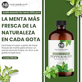 NaturoBliss Peppermint Essential Oil, 100% Pure and Natural Therapeutic Grade, Premium Quality Peppermint Oil, 4 fl. Oz - Perfect for Aromatherapy and Relaxation