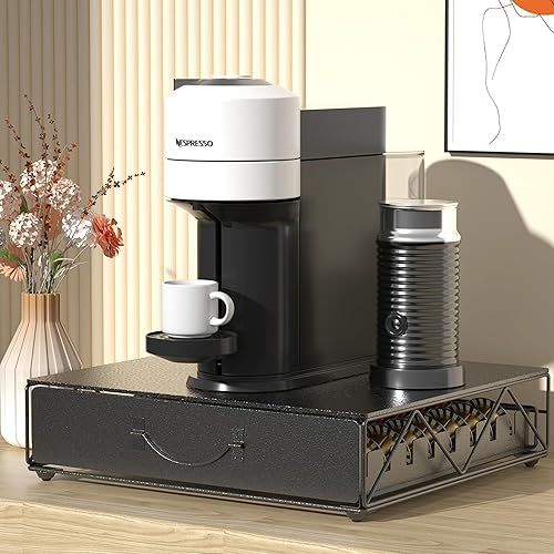 Miniatura 4 de HFHOME Cajón de cápsulas de café, soporte para 48 cápsulas de café Vertuoline, soporte de cajón de almacenamiento para tazas de 36 K, estación de