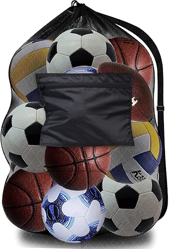 Miniatura 7 de Labreccos Bolsa de malla resistente, organizador de almacenamiento de equipo deportivo para fútbol, baloncesto, voleibol, fútbol, béisbol y natación