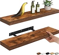 Vista 10 de Ballucci Estante flotante, estante de pared de madera de 36 pulgadas con soportes invisibles para baño, sala de estar, dormitorio, cocina, Negro