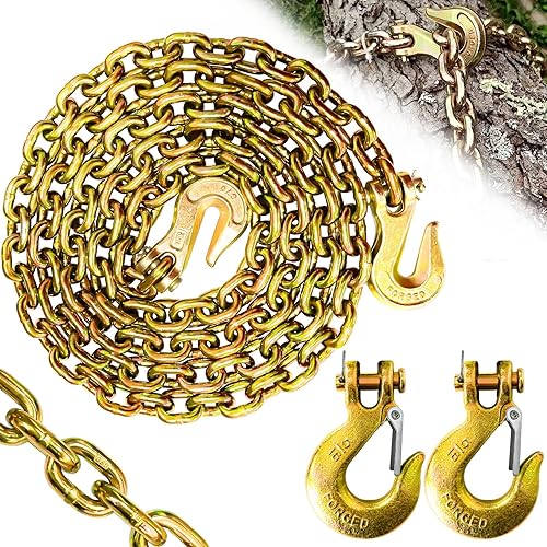 Miniatura 67 de Cadena de transporte de 3/8 pulgadas, cadena de remolque G80 con ganchos de seguridad y agarre G70 Carga de trabajo de 7100 libras Cadena