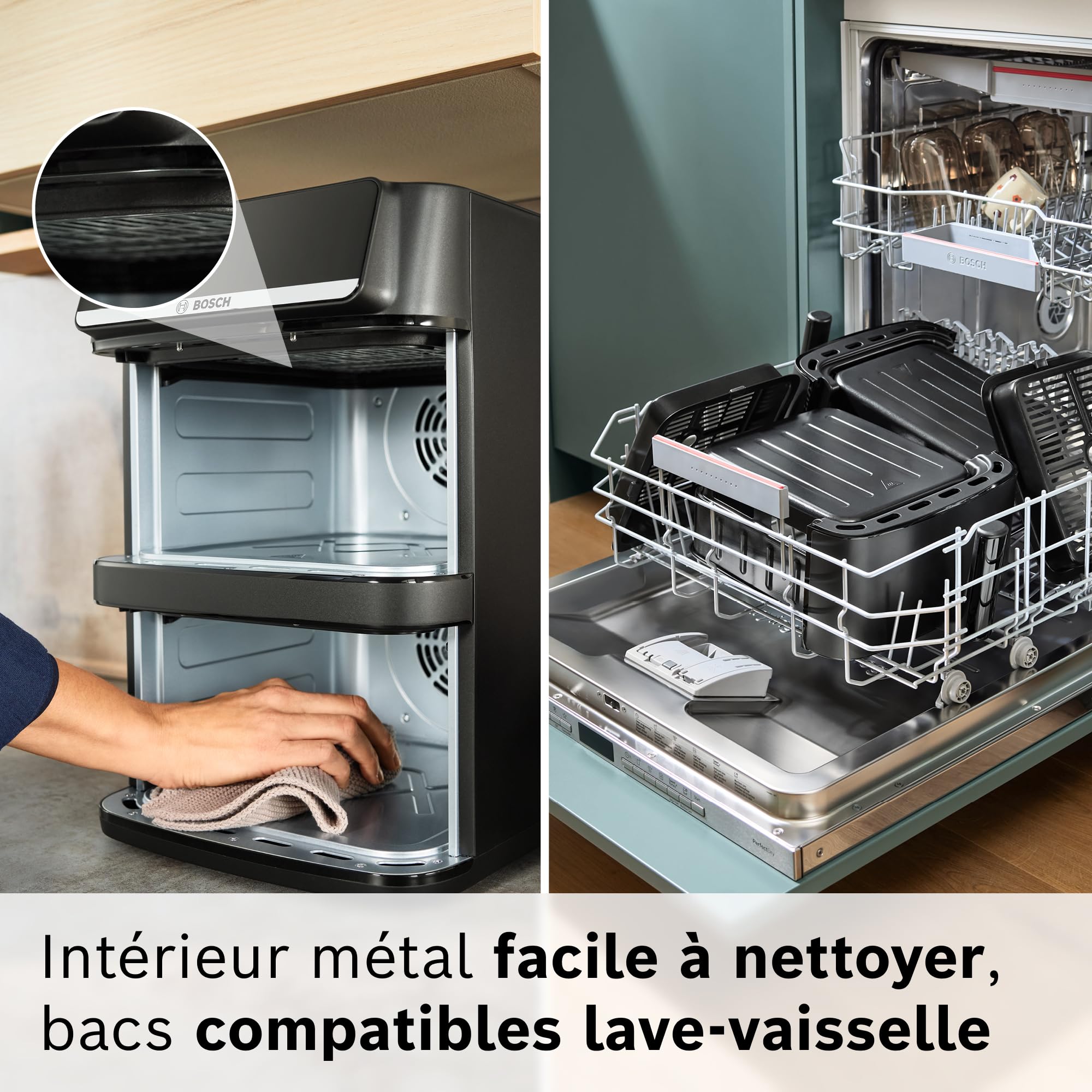 Bosch MAFD661B0 Série 6 - Air Fryer XXL | 2 bacs de 6 L, Fonction SYNC, 6 programmes, Revêtement non toxique, Intérieur métal