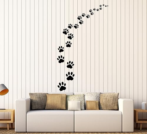 Vinilo adhesivo para pared, huellas y patas, animales, mascotas, gatos, perros, decoración grande (ig3829), color negro