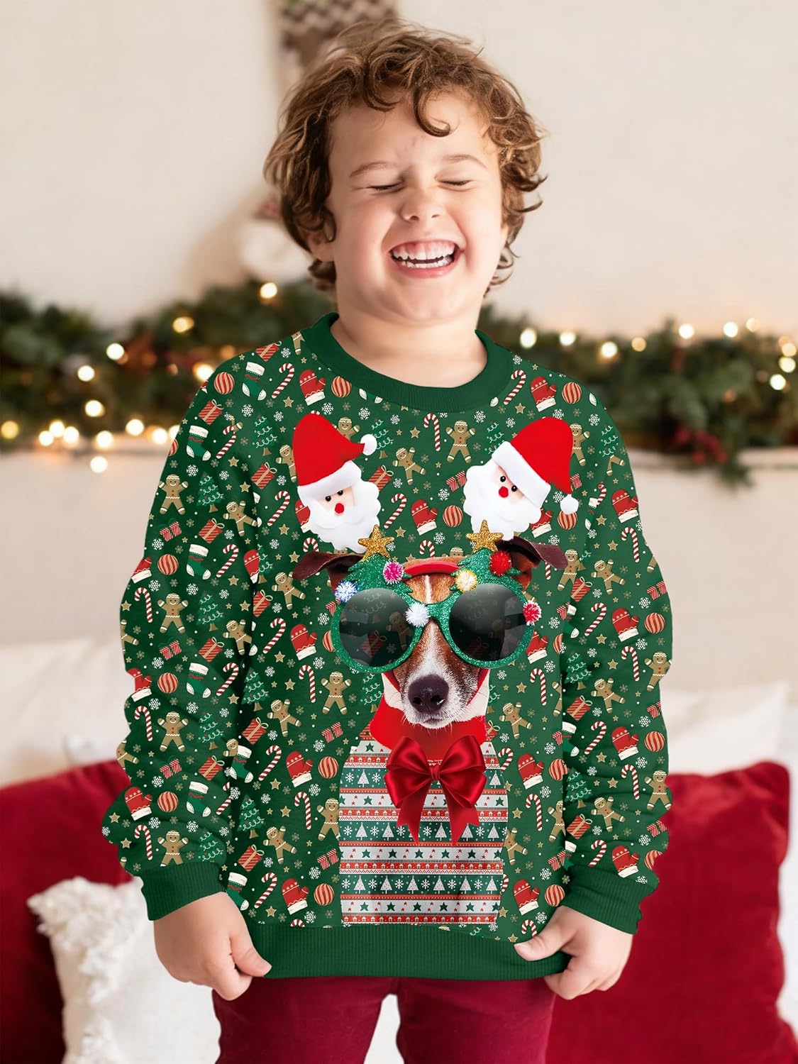 Ugly Christmas Sweatshirts for Kids Xmas Novelty Animal Print Pullover Boys Girls Holiday Long Sleeve Top 5-14 Years - Image 3
