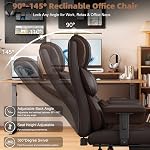 Vonesse Office Chair, Gaming Chair with Soft Adjustable Armrests, High Back Desk Chair with Lumbar Support, Executive Computer Chairs with Footrest (PU Leather, Brown)