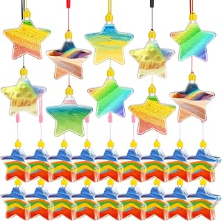 Star Shaped Sand Art Bottle Necklaces for Kids Sand Art Craft Kit Fun Craft Party Supplies Favors for Boys Girls, Sand Not Included (50 Pcs)