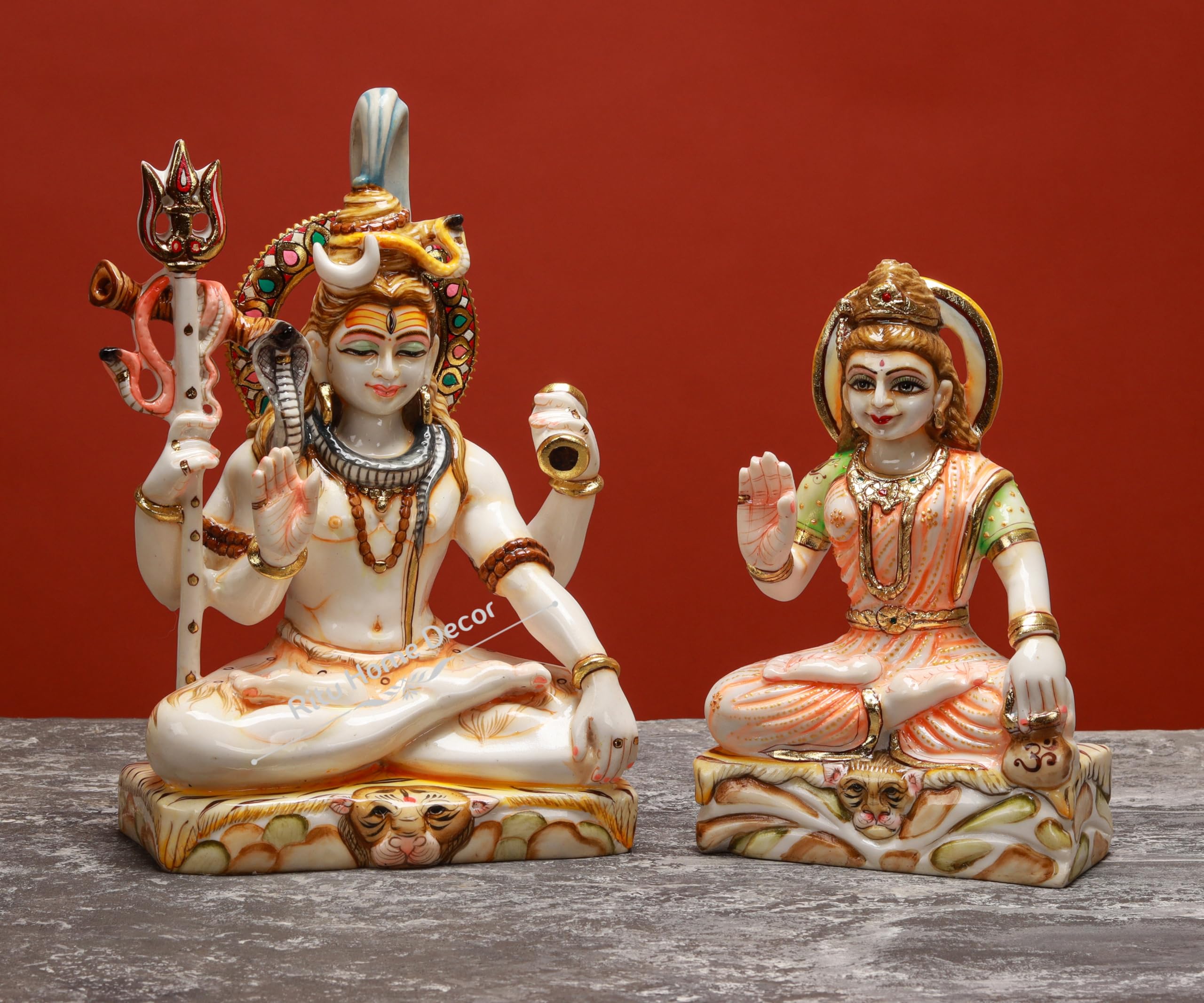 Lord Shiva Parvati Statue - Mahadev Parvathi Figurine - Sambhu Parvathy Sculpture - Shanker Shakti Figurine - Mahayogi Statue - Rudra Deity