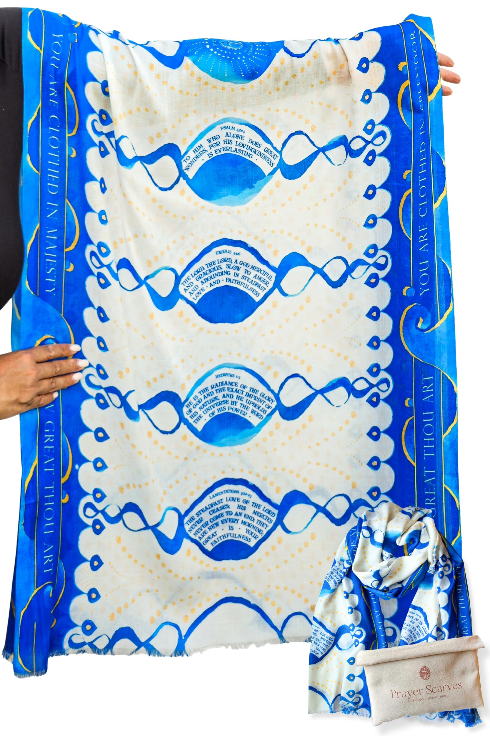 Prayer Scarves How Great Thou Art Christian Prayer Shawl for Women - Soft, Lightweight with Scripture for Worship & Praise, Royal Blue, Large