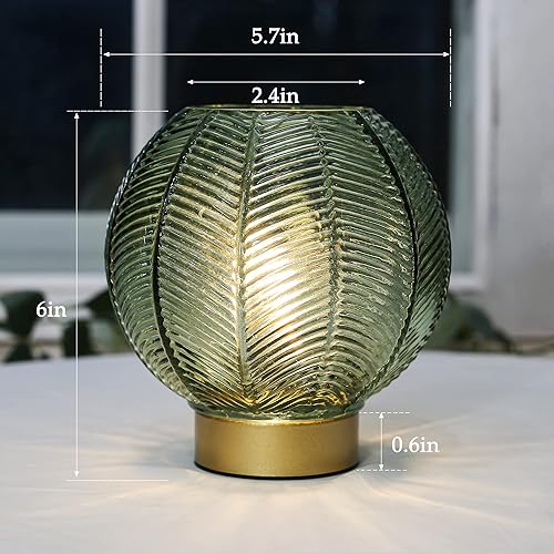 Miniatura 4 de Lámpara de mesa inalámbrica con temporizador, lámpara de mesa inalámbrica con bombilla LED, pequeña lámpara decorativa de cristal para mesita de