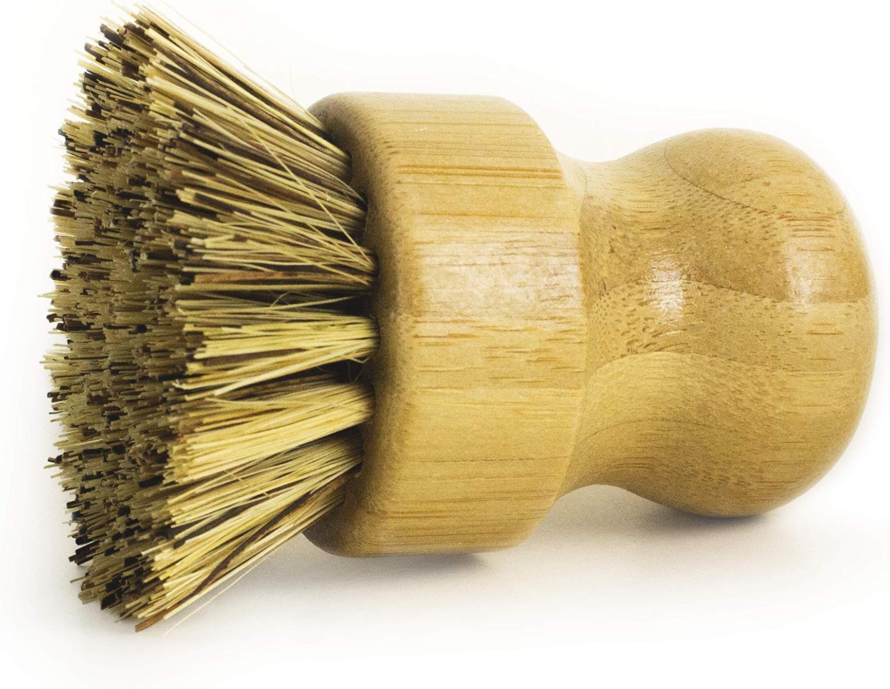 Natural Bamboo Scrub Brush with Palm and Sisal Fibers by Crisbee