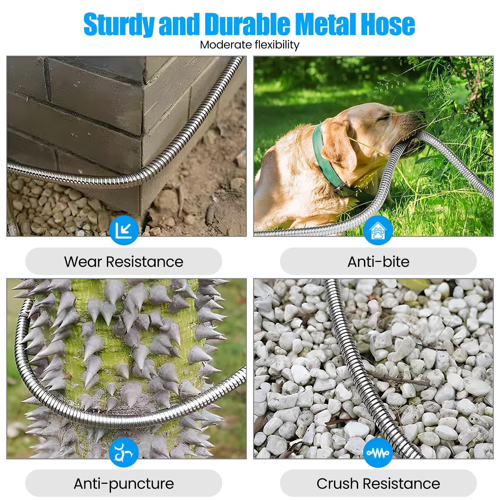 Relxitl Tubo Da Giardino In Metallo 30 Metri – Acciaio Inox 304 Con Ugello A 10 Funzioni – Antigroviglio E Leggero