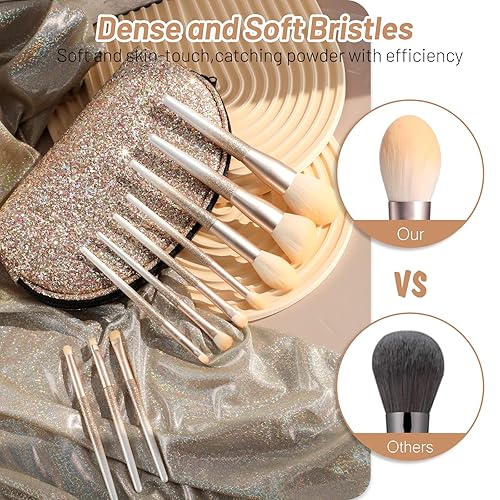 Miniatura 4 de Oneleaf Brochas de maquillaje, 10 piezas de cerdas sintéticas de alta calidad, Kabuki Foundation Blending Face Powder Blush Correctores, Sombras de