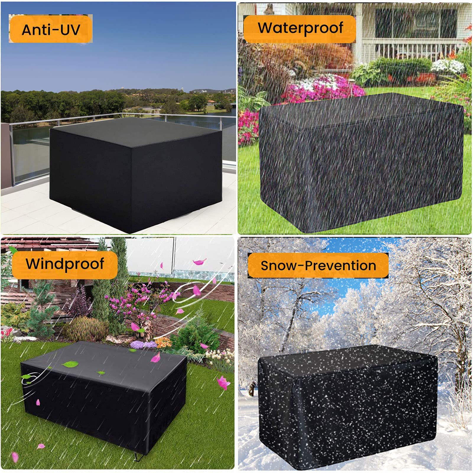 315x160x74cm Housse Salon de Jardin, Housse de Protection Salon de Jardin Rectangulaire, Housse de Meuble de Jardin Impermeable 210D Tissu Oxford Anti-poussière Imperméable Anti-UV