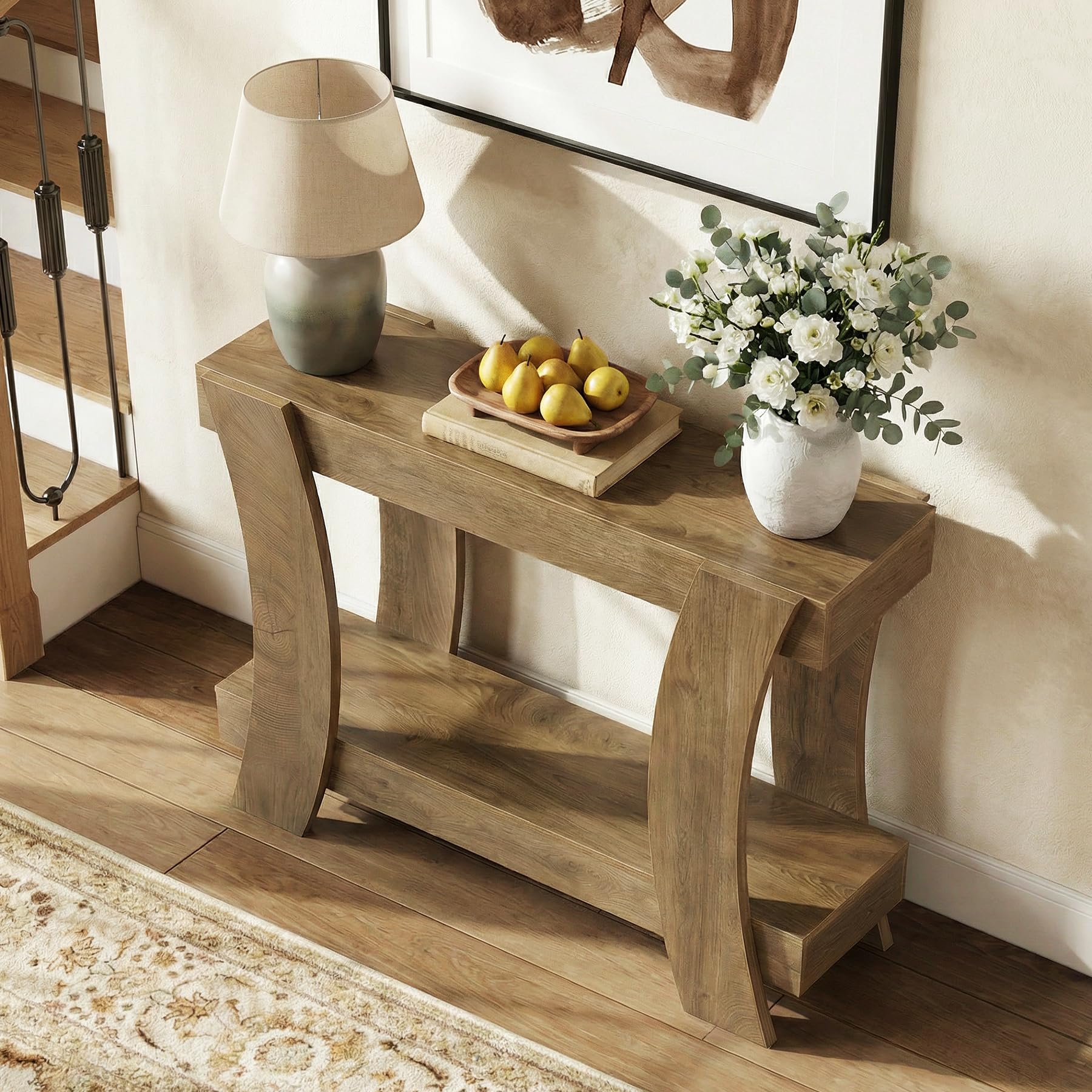 Tribesigns Mesa consola de 120 cm con espacio de almacenamiento, mesa de pasillo de 2 niveles con estante