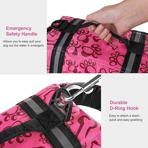 Miniatura 3 de HAOCOO - Chaleco salvavidas para perro, chaleco salvavidas, traje de baño de seguridad con rayas reflectantescinturón ajustable para perro.