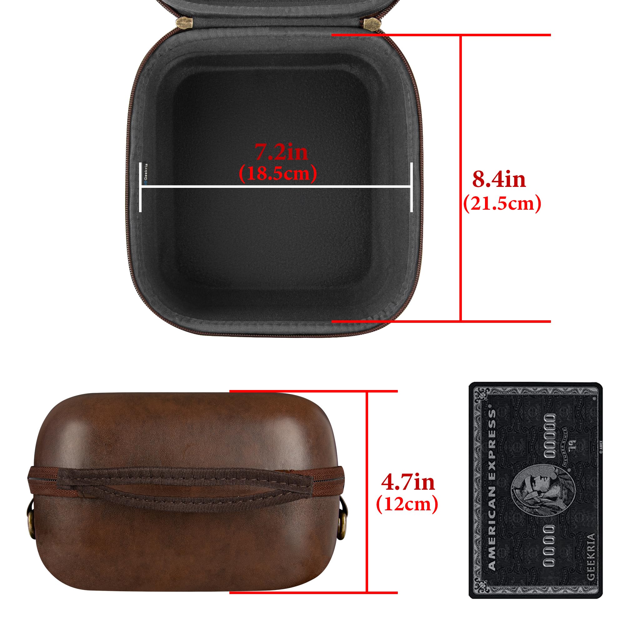 Estuche para Auriculares Geekria Shield Compatible con AKG K701, K702, K712 Pro, K812 – Bolsa de Viaje rígida de Repuesto con Almacenamiento de Cables (Cuero Vegano marrón)