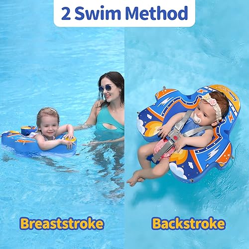 Miniatura 4 de Swimbobo - Flotadores para piscina con toldo no inflable, material de tela suave y agradable a la piel, flotador de natación infantil para niños y