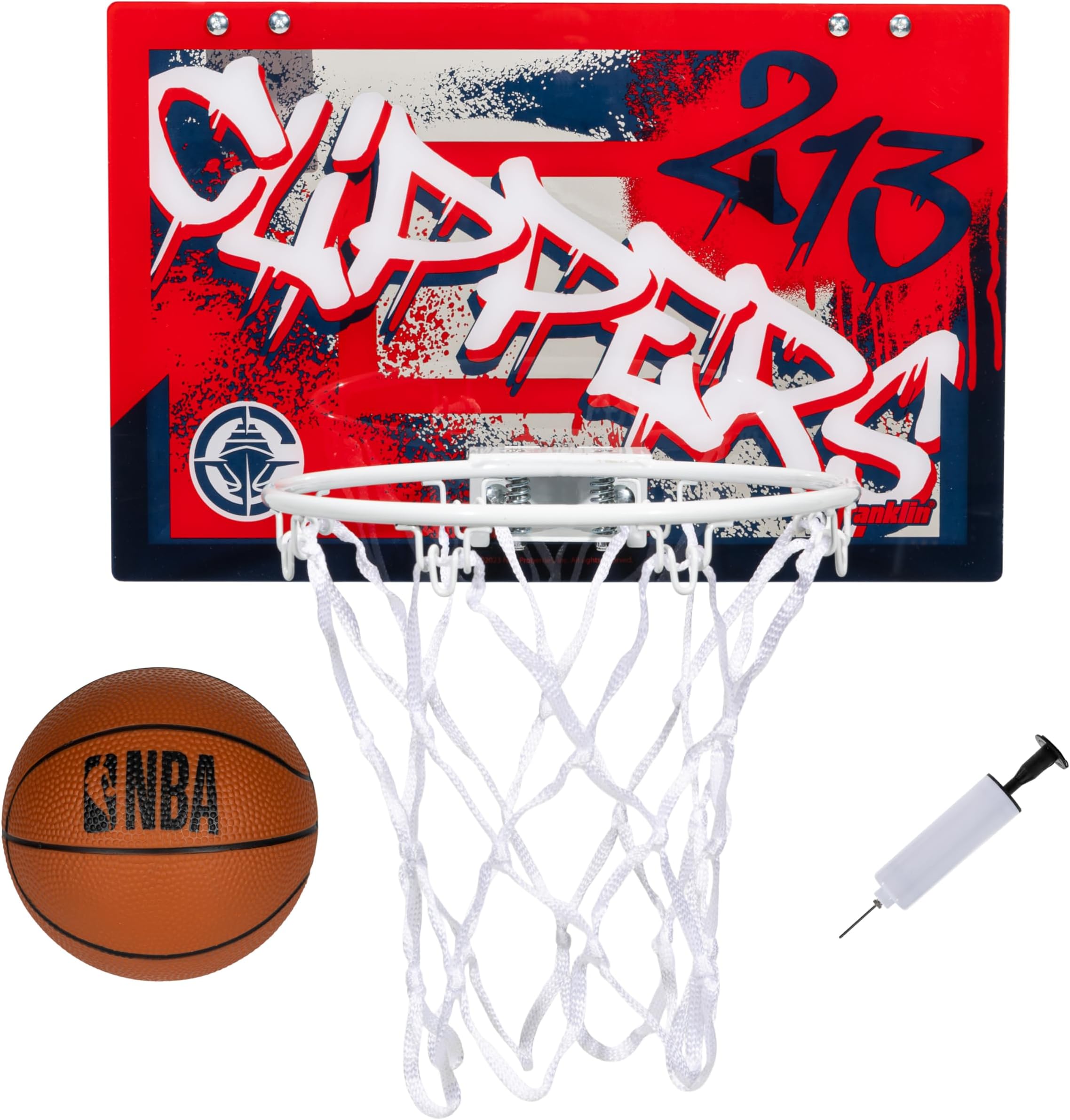 Franklin Sports NBA Team Over the Door Basketball Hoops - Kids Indoor Mini Basketball Hoop + Ball Set - NBA Fan Mini Hoops