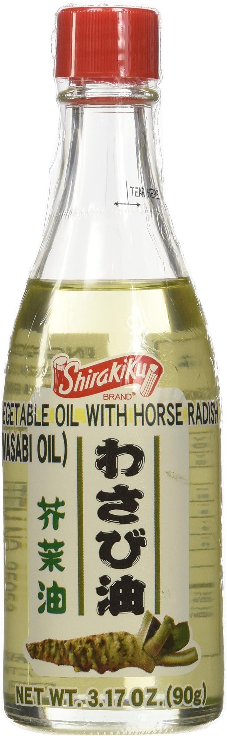 Shirakiku Cooking Vegetable Oil with Horse Radish | Rape Seed Oil, Mustard Seed Oil, and Japanese Radish Oil | Spicy Wasabi Oil Flavor | Low Carb Vegetable Oil Bottle - 3.17 Fl Oz