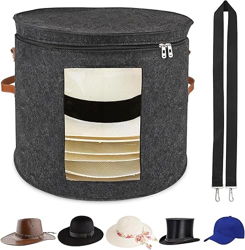 Caja de Almacenamiento Grande para Sombreros para Mujeres y Hombres, 19" P x 17" A Organizador de Caja de Sombreros de Tamaño Grande, Cajas de