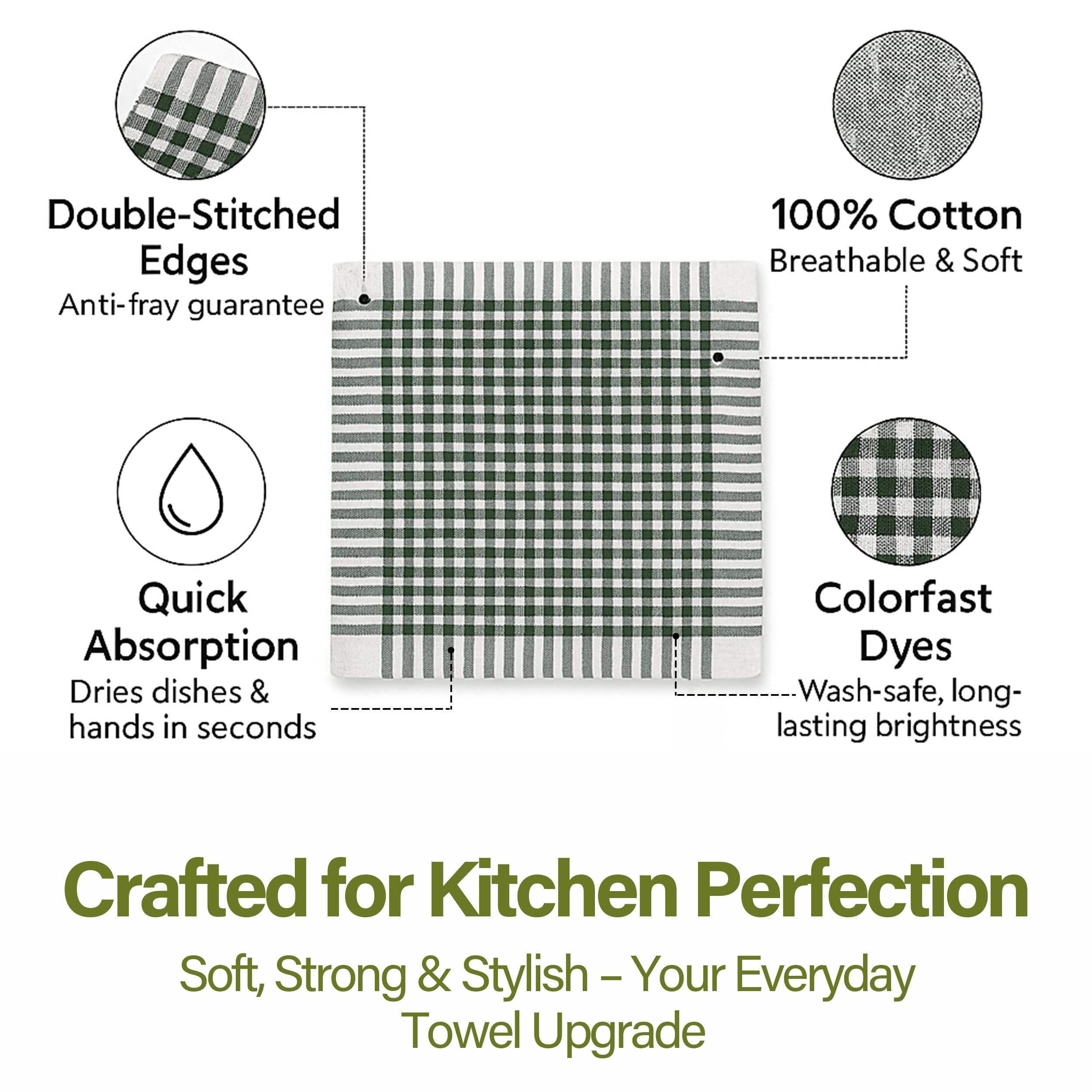 Linensutra Kitchen Cotton Napkins|Cloth|Towel| for Multipurpse use Size 16 x 16 Inches, Gingham Pattern, Multicolour (Pack of 4) 3
