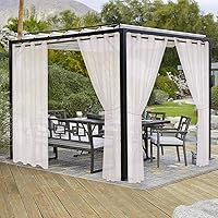 LORDTEX Waterproof Burlap Linen Look Sheer Outdoor Curtains 2 Panels 52x84 Ivory Grommet Drapes for Patio Pergola Porch Gazebo