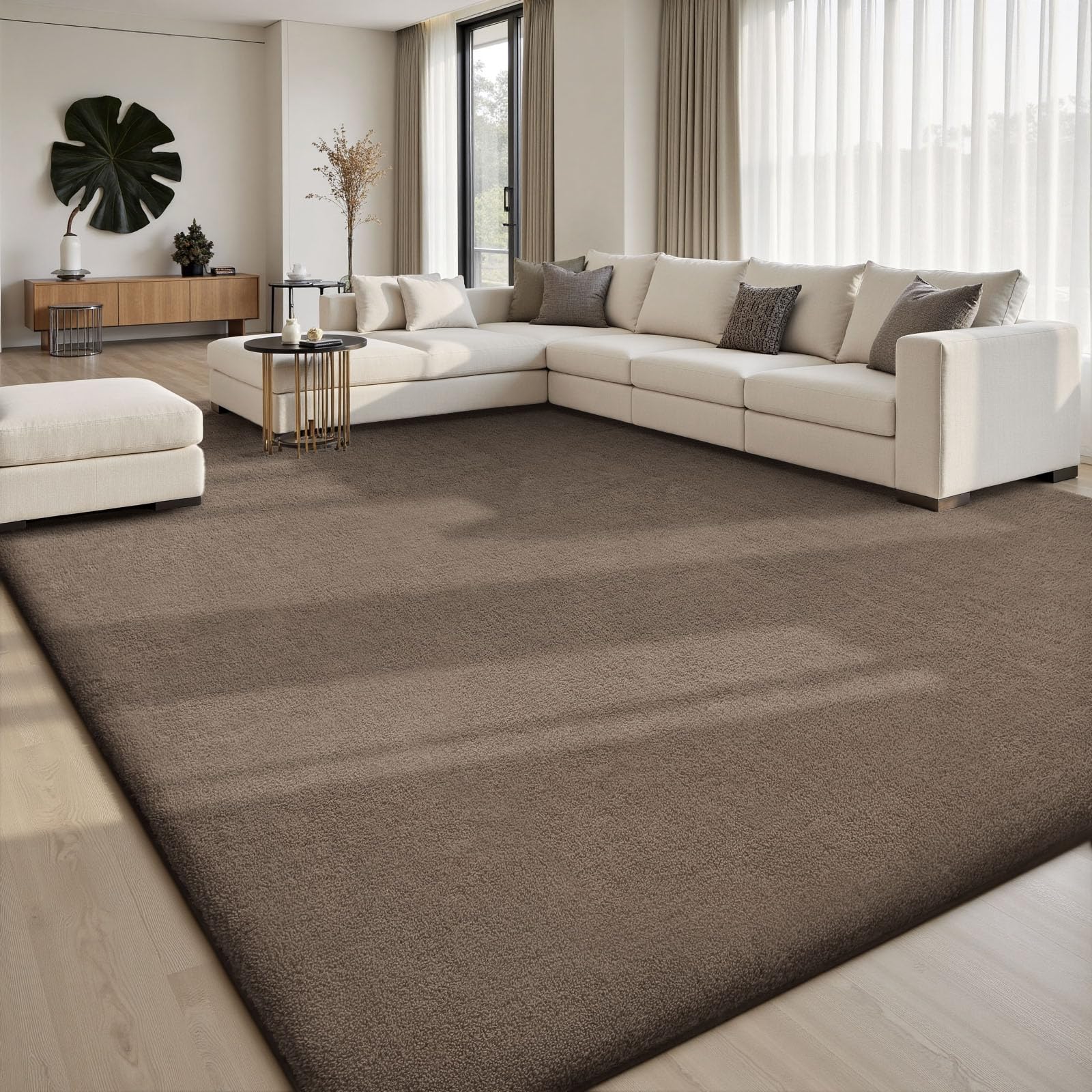 Sour Lemon Carpet Rugs Living Room Large 275x370, Chocolate Brown Rug for Bedroom Washable Area Rug Anti Slip Fluffy Rug Shaggy Carpets Extra Large Rugs for Living Room Kids Room