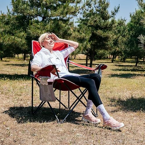 Miniatura 25 de KingCamp silla plegable de gran tamaño para campamento con soporte lumbar, silla ergonómica acolchada con reposabrazos, alta resistencia, con bolsa